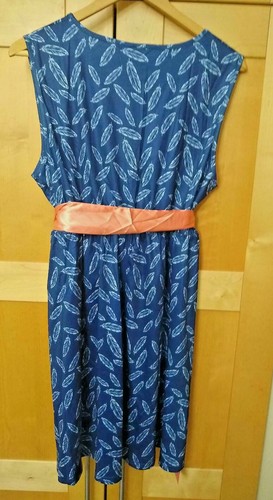 Mommy & Me Women's Baby Girl's Blue & White Feathers Nylon Matching Dresses NWT - Picture 5 of 8