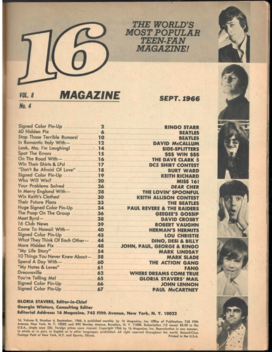 16 Teen Magazine Sept. 1966 Beatles, Burt Ward (Robin), Raiders, Lovin' Spoonful - Picture 2 of 8
