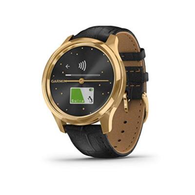 Garmin Vivomove Luxe Smartwatch Black Embossed Leather 24K Garmin Vivomove Luxe Smartwatch Black Embossed Leather 24K