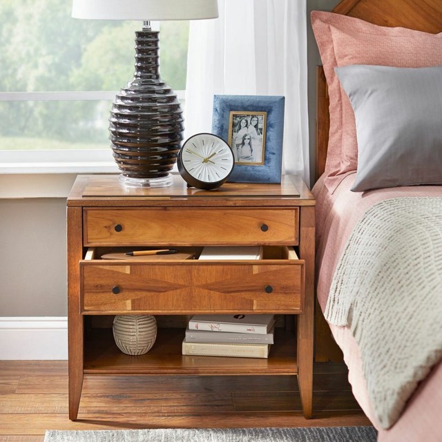 Glendora Brown Mahogany Solid Wood Single Drawer End Table Nightstand Nightstands Home Garden Map India Org