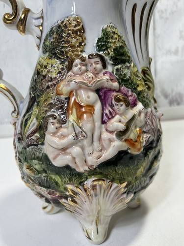 VINTAGE KERAMOS CAPODIMONTE ITALY PORCELAIN TEA / COFFEE POT KETTLE - Picture 9 of 15