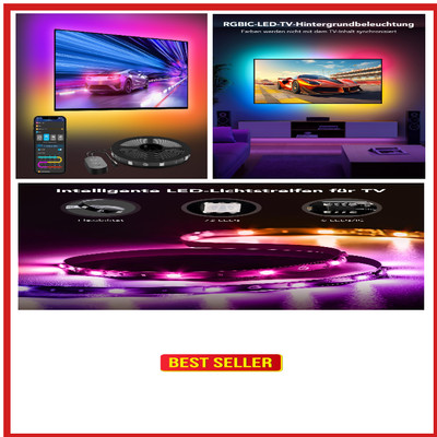 Govee LED TV Backlight 2.4m RGBIC Intelligent LED Strip mit Bluetooth und WiF...