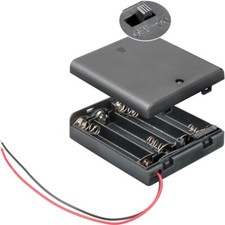 Batteriehalter f&uuml;r 4x Mignon-Zelle mit Kabel+Geh&auml;use+Schalter
