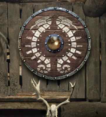 Medieval Round Viking Shield Unique Vintage Design Shield Wooden 24'' Viking Gift