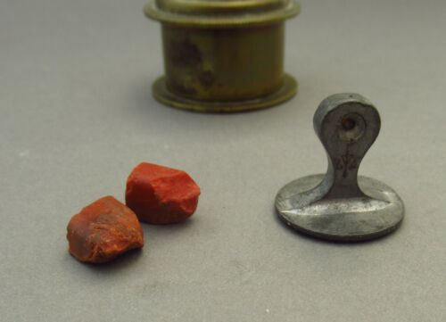 Turned Brass Islamic Style Box Containing Wax Desk Seal - Picture 3 of 5