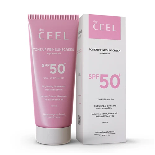 The Ceel Pink Tone Up Sunscreen for Face with SPF 50+ Hyaluronic Acid Vitamin B5