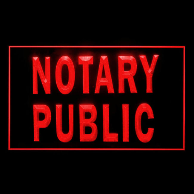 150002 Notary Public Business Service On Declarations Display LED Light Sign