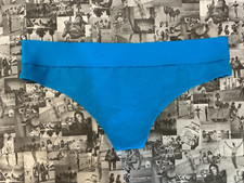 NWT Victoria's Secret PINK script Elastic Logo waist Thong Panty Bright Marine S