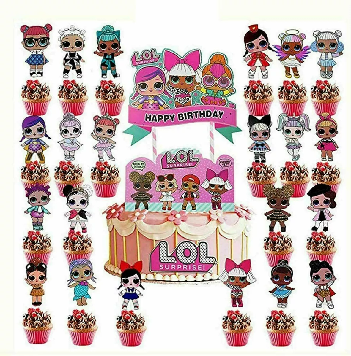 Happy Birthday Girl Lol Cake Topper PNG Printable | Vectorency