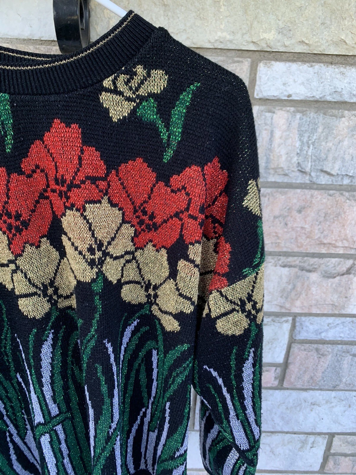 Nutcracker Ugly Christmas Sweater Floral Womens Plus size 2x Sparkly Lurex