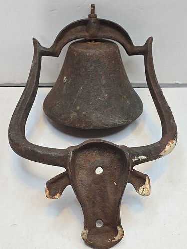 Cast Iron Bell Steer Cow Bull Head Dinner Western Farm Ranch Style Vintage - 第 7/11 張圖片