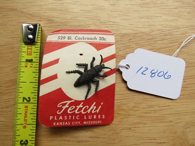 cockroach fishing lure Vintage Fetch 529 Black Cockroach fly fishing lure c. 1950s (Lot#12806)