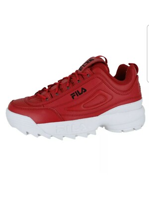 FILA DISRUPTOR II PREMIUM RED WHITE BLACK 3FM00649 602 KIDS US SIZE 12 