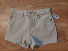 OLD NAVY DENIM SHORTS SLOUCHY STRAIGHT HIGH RISE OFF WHITE WOMEN'S SIZE 6 Read 