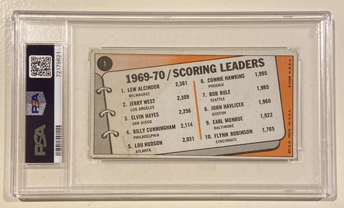 1970 Topps HOF Kareem Abdul-Jabbar Jerry West Elvin Hayes Signed Card PSA/DNA 10 - Picture 5 of 5