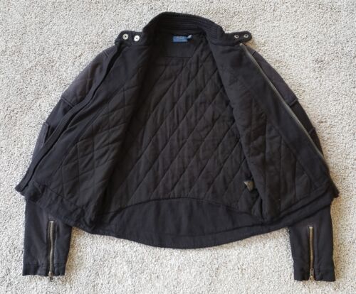 Polo Ralph Lauren Jacket Womens S P Black Motorcycle Moto Café Racer Biker Coat - Picture 3 of 11
