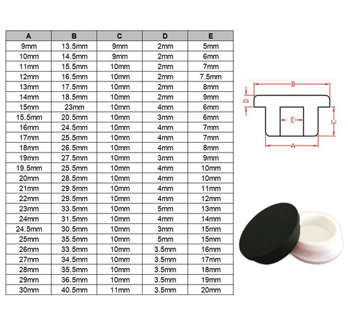 Blak Silicone Rubber Stopper Plug Blanking End Cap Tube Pipe Insert Bung 9-140mm - Picture 3 of 8