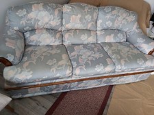 1 Three Seater Sofa Custom Made with Mahogany wood trim Country Cottage Style