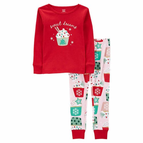 Carter's Girl's 4-PC Christmas Desserts, Santa and Reindeer Pajama Set - Bild 3 von 9