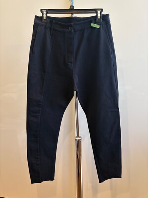 Thom Krom Mens Black 100% Cotton Chino Trousers Button Fly Raw Hem SIZE SMALL