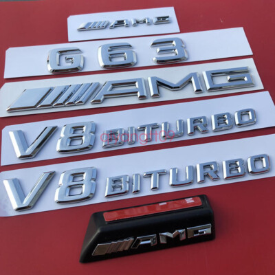 Chrome G63 AMG BITURBO Letters Trunk Embl Badge Sticker For Mercedes Benz G63