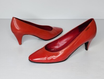 Fendi Burnt Orange Red Leather Heels Size Made in Italy