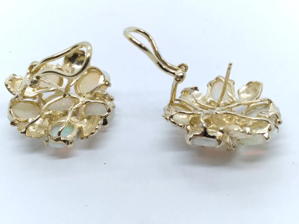 PENDIENTE ORO AMARILLO 14K ÓPALO NATURAL 8X6 Foto 4 de 4