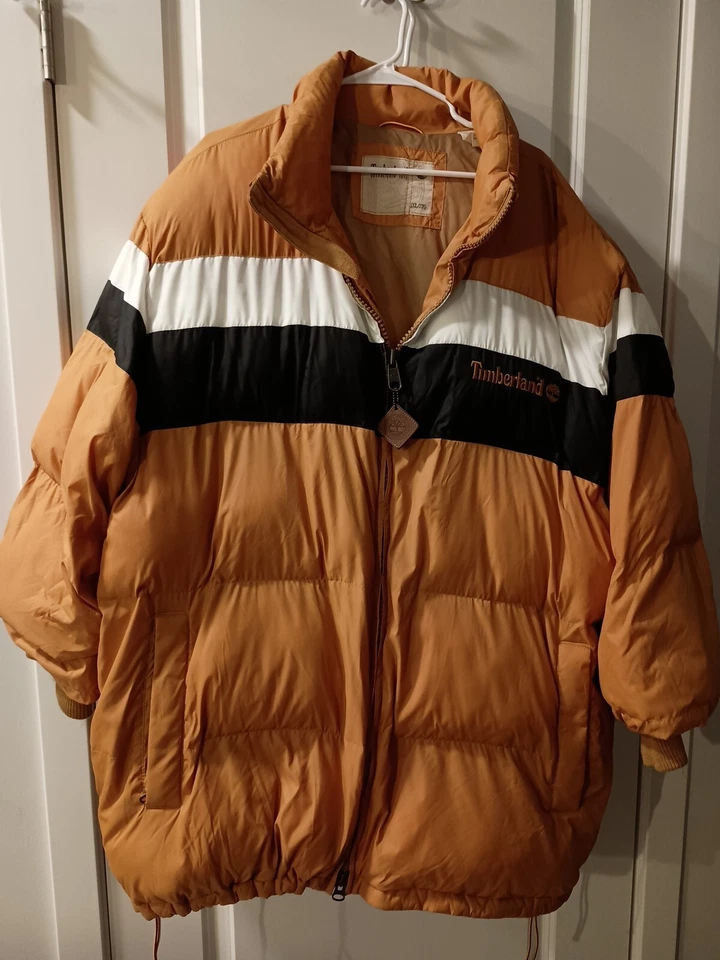 Chaqueta de invierno Timberland Puffer repelente al agua para hombre 3XL naranja blanco negro Foto 2 de 4