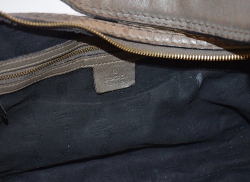 Gucci Embossed Monogram Guccissima Grey Leather Jockey Hobo Shoulder Handbag HS6 - Picture 16 of 18