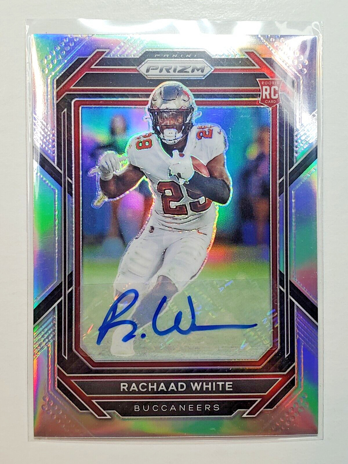 Rachaad White 2022 Panini Prizm Silver Prizms Rookie Autograph #343 RC Auto card