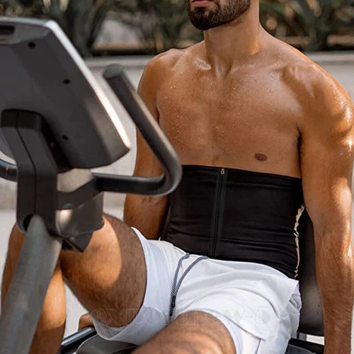 Herren Taillenschneider Saunagürtel Schweiß Body Shaper Fatburner Shapewear Band Wrap - Bild 6 von 25