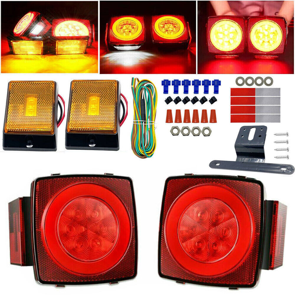 Pair / Trailer LED Light KIT Utility RV 12V wiring Stop Turn Tail Side
