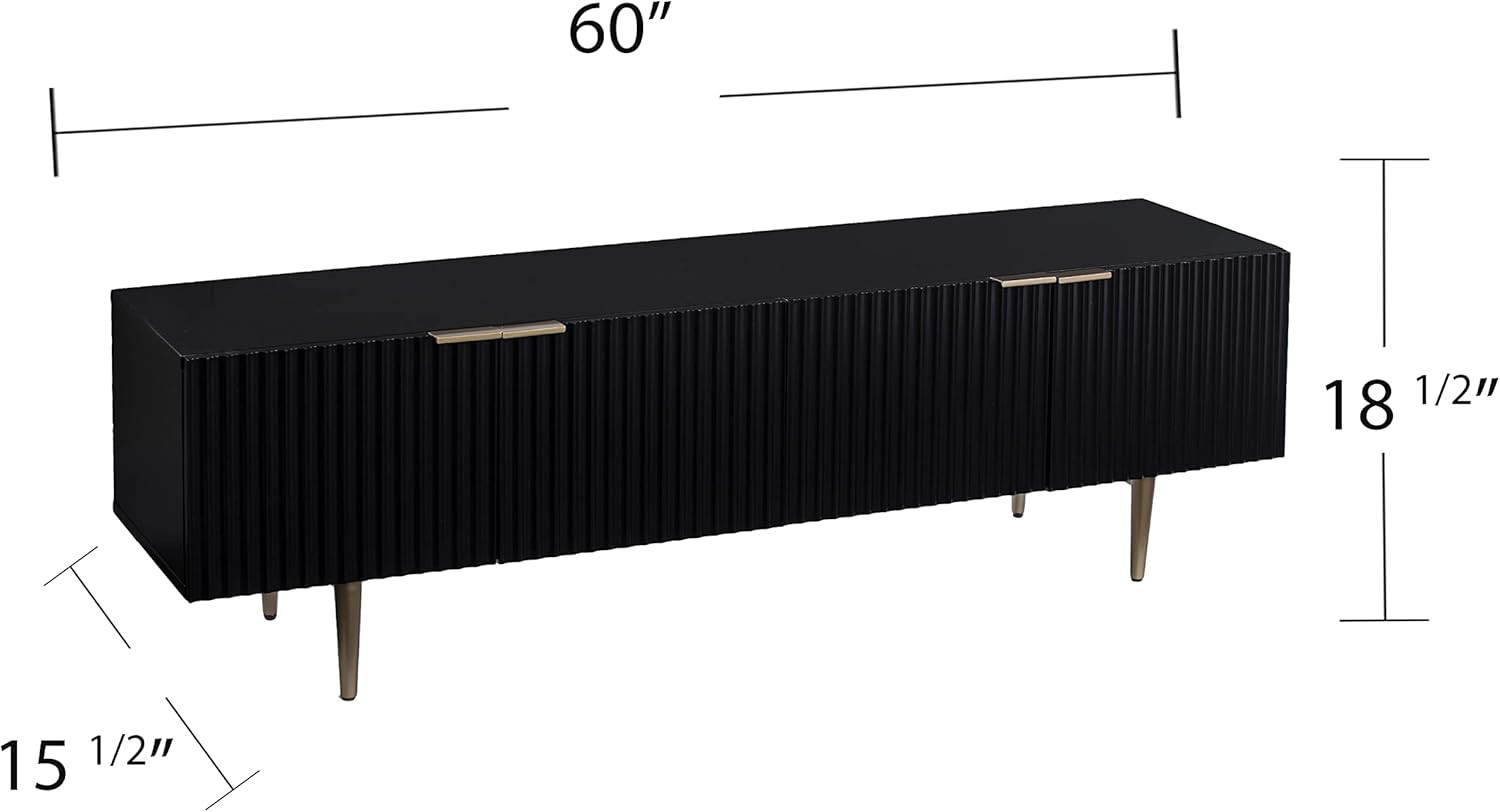 Chic Pilston 4-Door Black Media Console for Contemporary Living Rooms