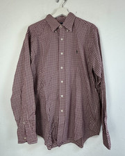 Ralph Lauren Mens Button Down Shirt Classic Fit Long Sleeve Plaid Red Large