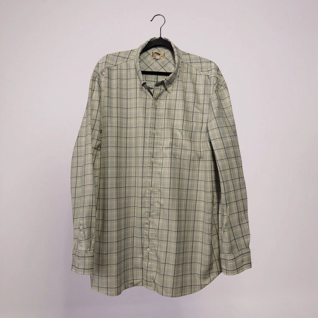 Duluth Trading Co Mens 2XL Button Down Long Sleeve Plaid Shirt Nylon Spandex