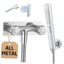All Metal RV Shower Faucet with Hose and 2 Function Showerhead, No Leak Chrome