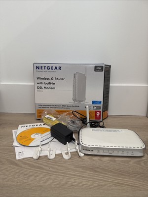 NETGEAR DG834G v4 Wireless-G Router Built-in ADSL Modem VPN Capable COMPLETE BOX