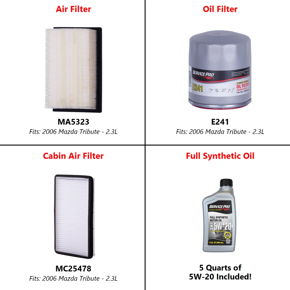2006 Mazda Tribute 2.3L Complete Oil, Air & Cabin Filter Kit (5W-20) - Image 2 of 4