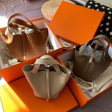 Stylish Handbag, Unique Bucket Classic Shopping Tote Bag, Soft PU Litchi Pattern
