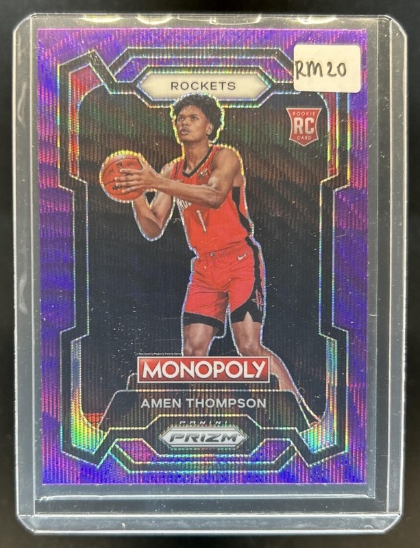2023-24 Panini Prizm Monopoly Amen Thompson RC Purple Rookie #33 Rockets
