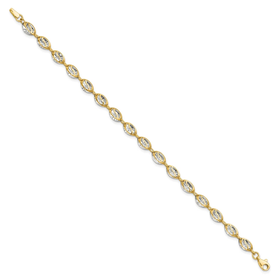 14K Solid Two Tone Gold Chain Bracelet - Image 2 of 4