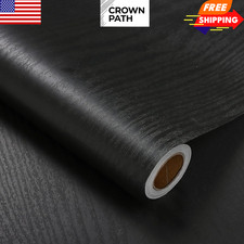 Black Wood Grain Contact Paper Peel Stick Self Adhesive Wallpaper Vinyl Wrap New