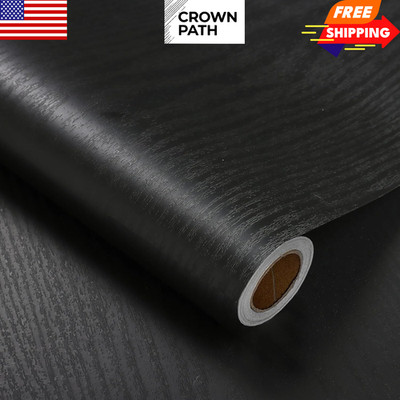 Black Wood Grain Contact Paper Peel Stick Self Adhesive Wallpaper Vinyl Wrap New