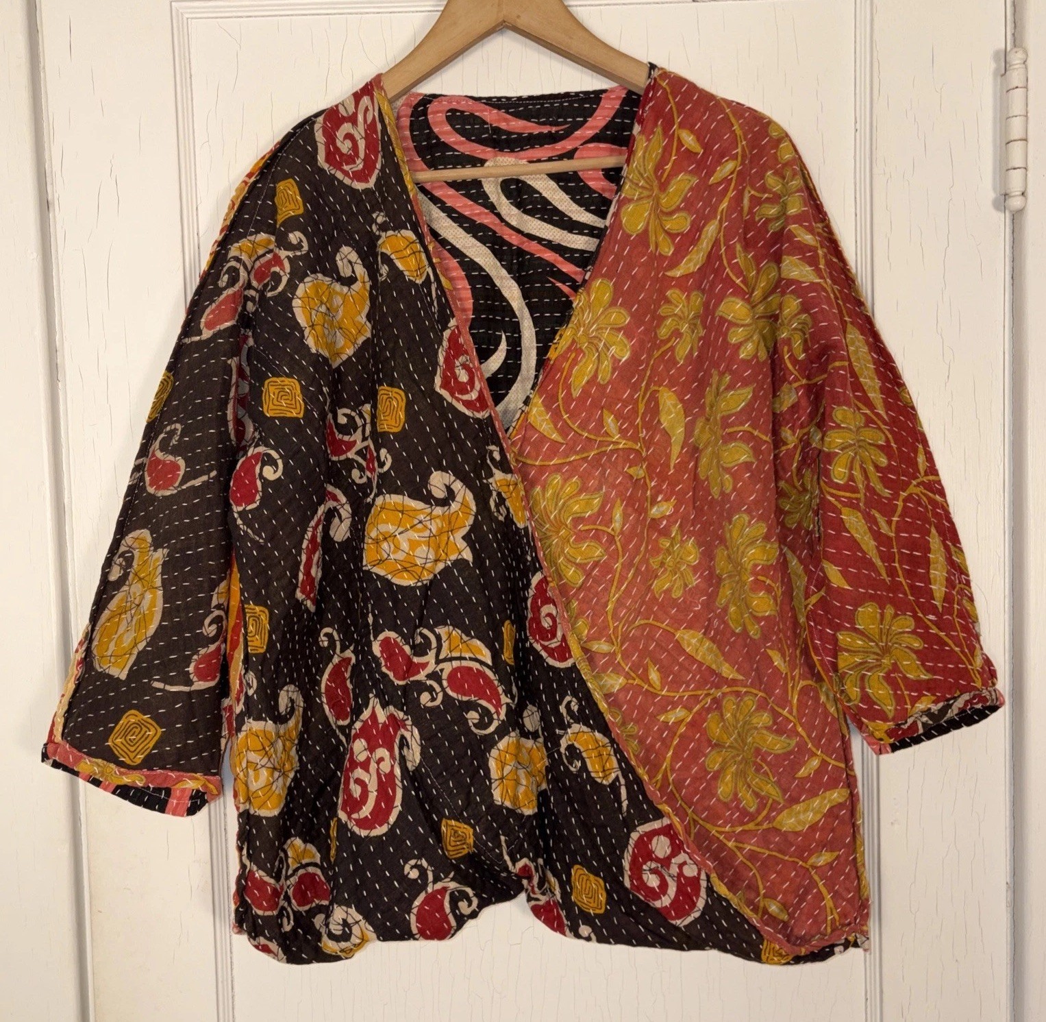 Kantha Bae Reversible Patchwork Quilted Kimono Wr… - image 4