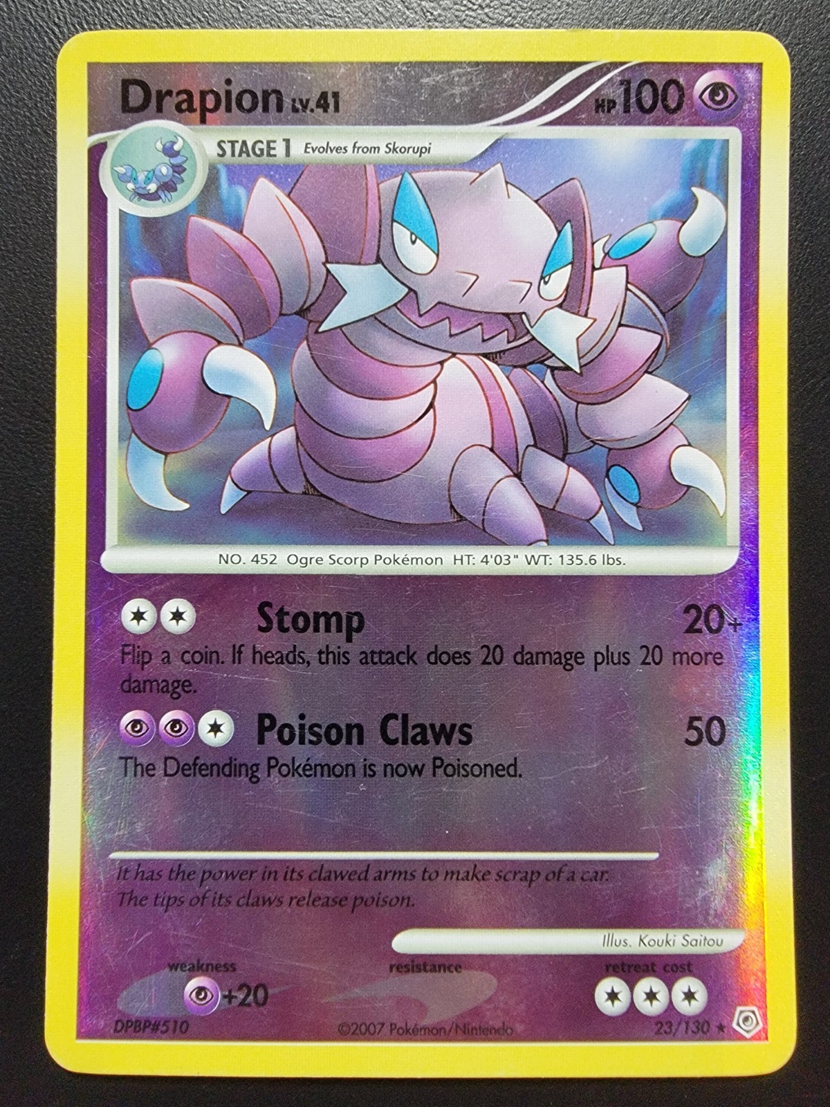 Drapion 23/130 Diamond and Pearl Reverse Holo Pokemon Tcg MP