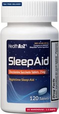 HealthA2Z Nighttime Sleep Aid, Doxylamine Succinate 25mg, 120 Tablets
