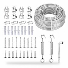 Garden Wire 5mm Galvanised Steel Rope Kit for Climbing Plants Fence Support