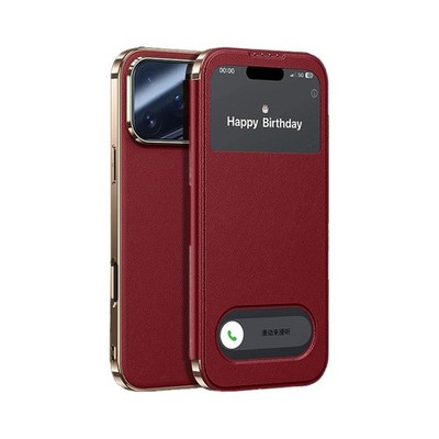 For iPhone 17 Pro Max 17 Air 17 16 Window View Flip Phone Case Leather Cover