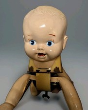 Creepy Vintage Crawling Doll Baby Tin Celluloid Wind-Up Mechanical  1950s