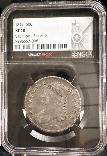 1817 Capped Bust Early Half Silver Dollar 50c NGC XF40 Coin EST SURVIVAL: 3,000